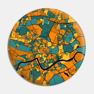 Kraków Map Pattern in Orange & Teal Pin