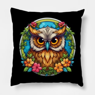 Owl Floral Flowers Pillow