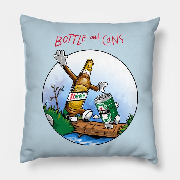 bottle and cans Pillow by joerock