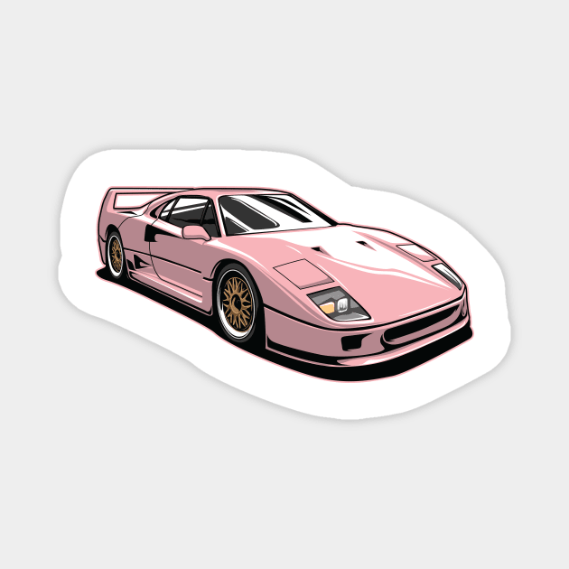 Ferrari f40 pink liberty walk Pink Floyd Magnet by ASAKDESIGNS