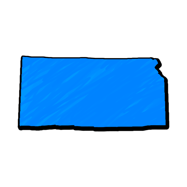 Bright Blue Kansas Outline by Mookle