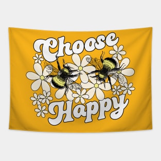 Lispe Choose 2 Bee Happy Bumblebees with Daisies Tapestry