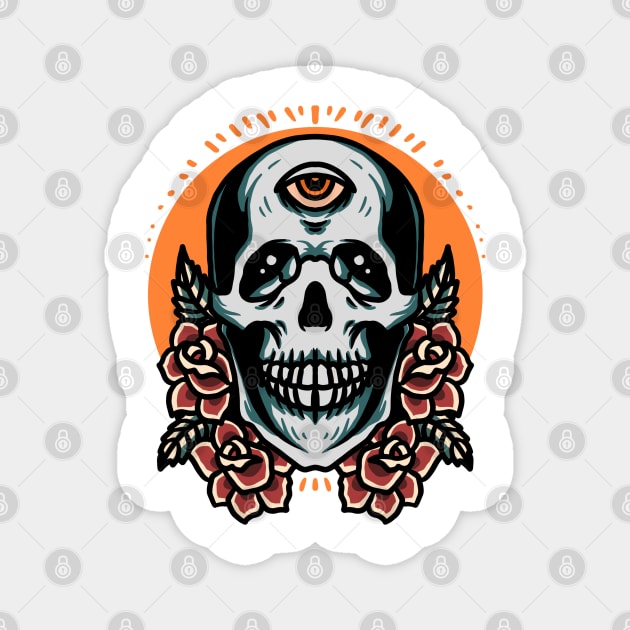 skull and roses tattoo design Magnet by donipacoceng