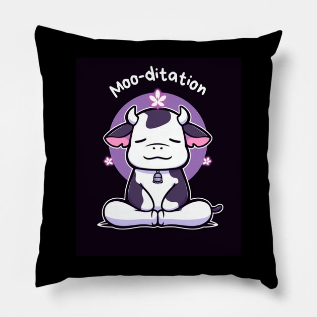 Kawaii Cute Yoga Meditating Cow Pillow by AdaMazingDesign