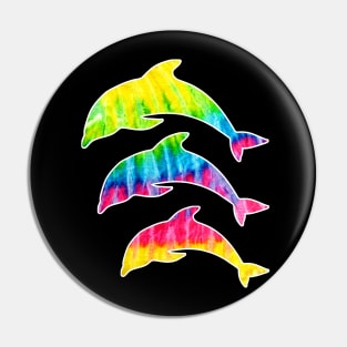 Tie Dye Dolphins Pin