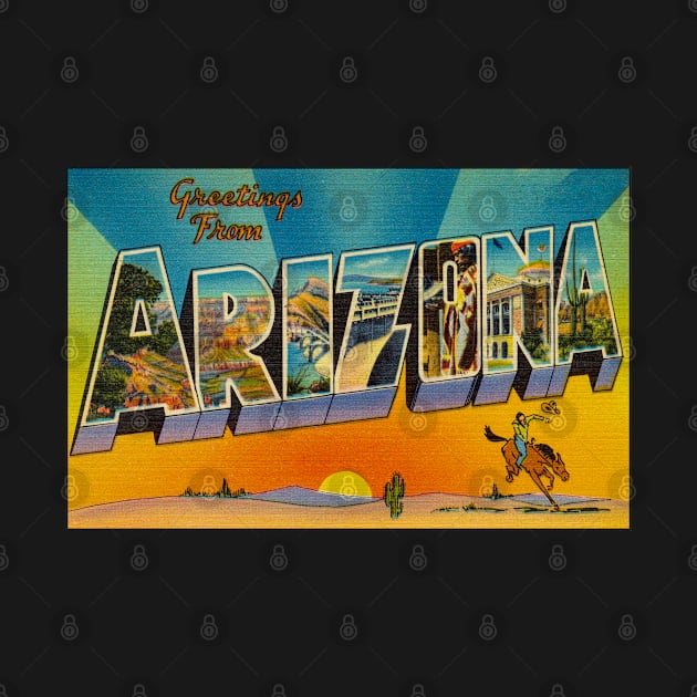 Greetings from Arizona Vintage 1930's Postcard by SeaStories