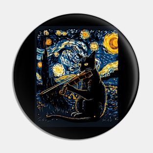 Cat Starry Night Nebula Navigations Pin