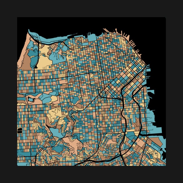 San Francisco Map Pattern in Mid Century Pastel by PatternMaps