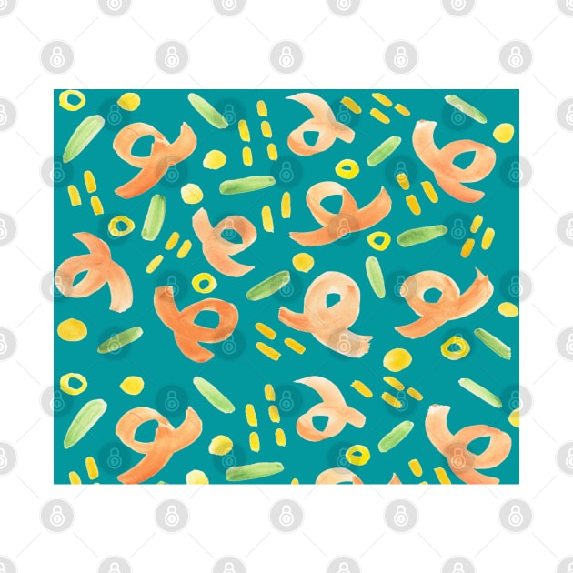 Turquoise and Orange Pattern by SomebodyArts