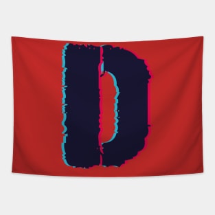 Glitch letter D, distorted letter D Tapestry