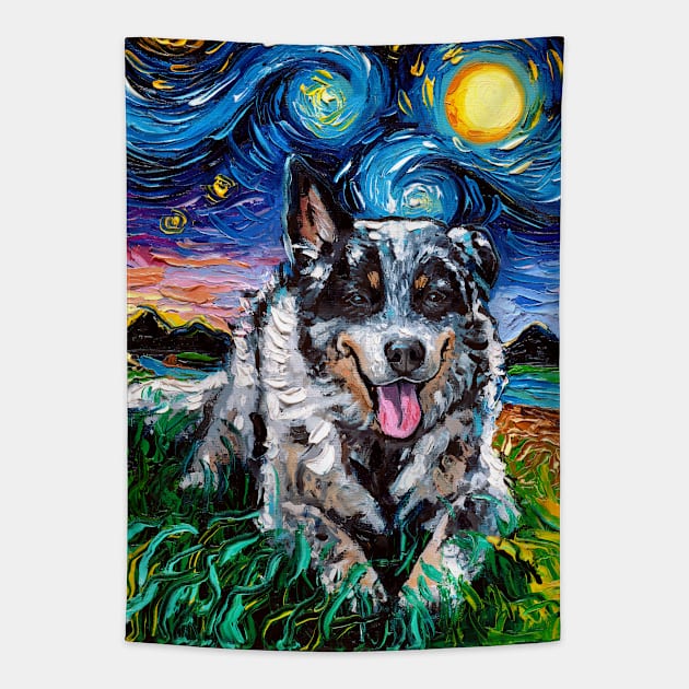 Australian Cattle Dog Night Tapestry by sagittariusgallery