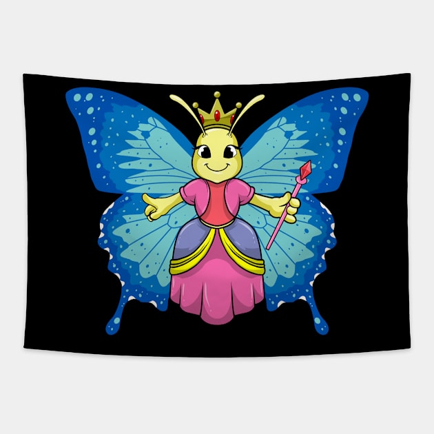 Butterfly as Queen with Crown and Magic wand Tapestry by Markus Schnabel