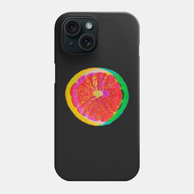 neon grapefruit citrus slices pop art pattern white Phone Case by opptop