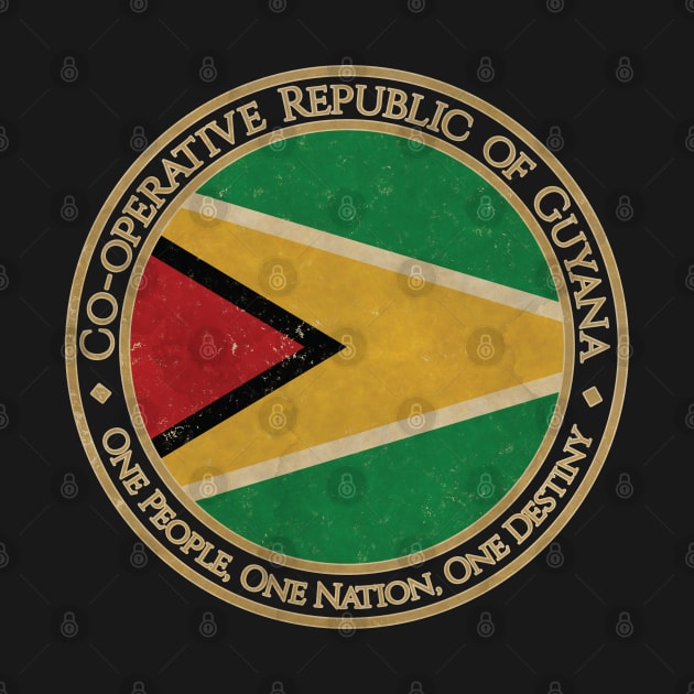 Vintage Co operative Republic of Guyana USA South America United States Flag by DragonXX