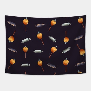 Pattern Halloween apples and candies Tapestry