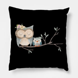 Mother-Baby Owls Pillow