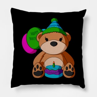 Birthday Cake Teddy Bear Pillow