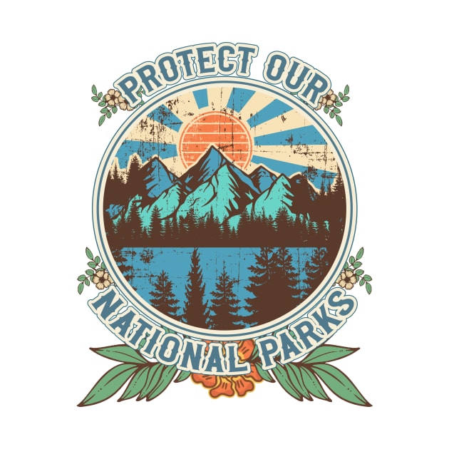 Protect our national parks retro climate call to action groovy hippie 70s style by HomeCoquette