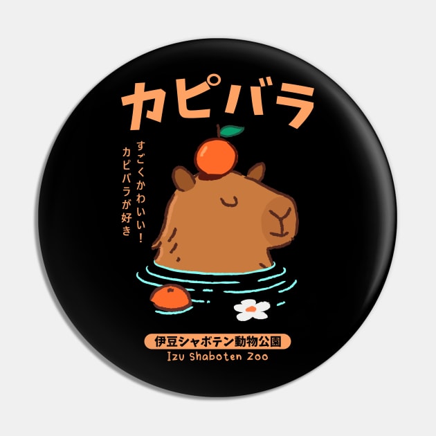 Capybara Japanese Onsen Hot Spring Pin by faagrafica