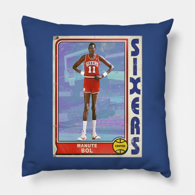 MANUTE BOL Retro Style 90s Basketball Card Pillow by darklordpug