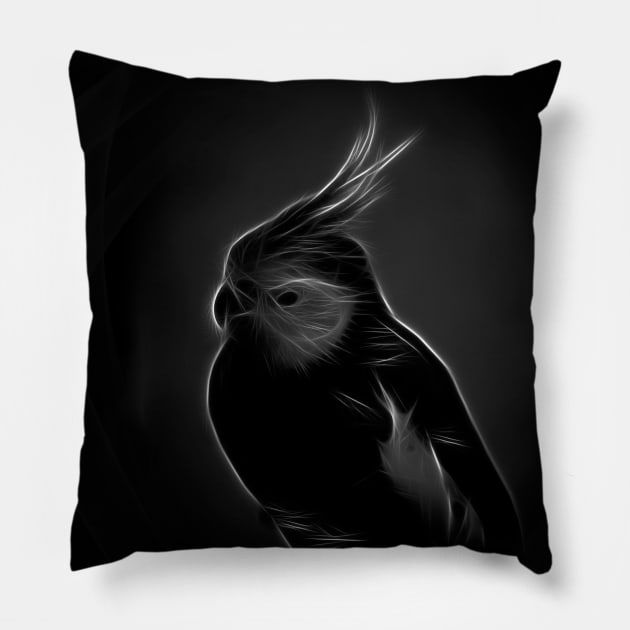 cockatiel - black white Pillow by hottehue