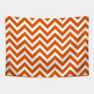 White and Orange Chevron Zig Zag Tapestry