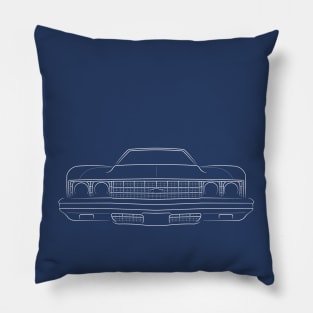 1973 Chevy Impala - front stencil, white Pillow