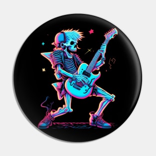 Skeleton Rock and Roll Concert Guitarist Pin