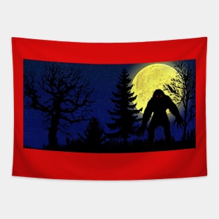 Bigfoot at Night Tapestry