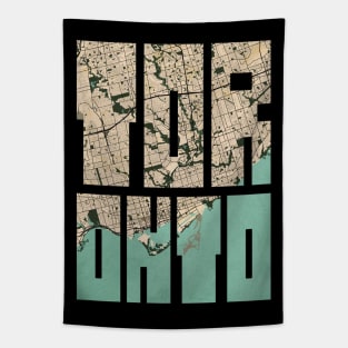 Toronto, Canada City Map Typography - Vintage Tapestry