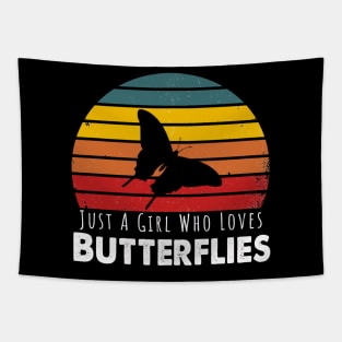 Just A Girl Who Loves Butterflies Retro Vintage Tapestry