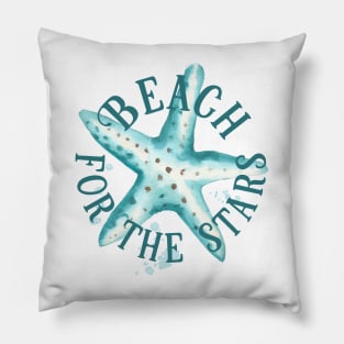 Starfish Pun Beach For the Stars Aqua Pillow