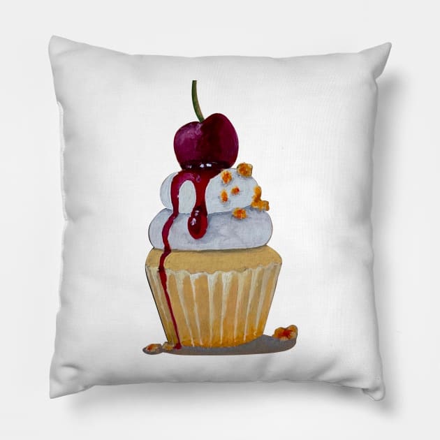 hand drawn cherry cupcake Pillow by stupidpotato1