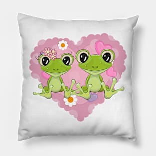 Two frogs beautiful love Pillow