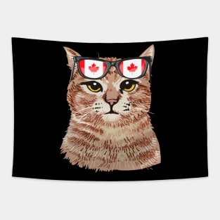 Funny Cat Sunglasses Canadian Flag, Canada Flag Tapestry