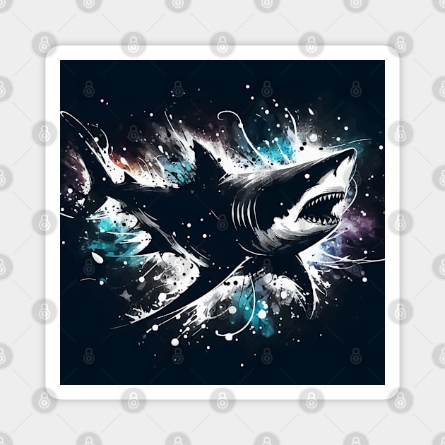 Monochromatic Shark With Colorful Splash Street art Magnet by TomFrontierArt