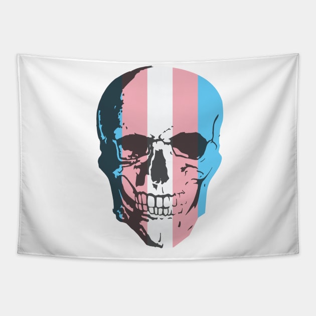 Trans flag skull Tapestry by Kin Lost in Universe