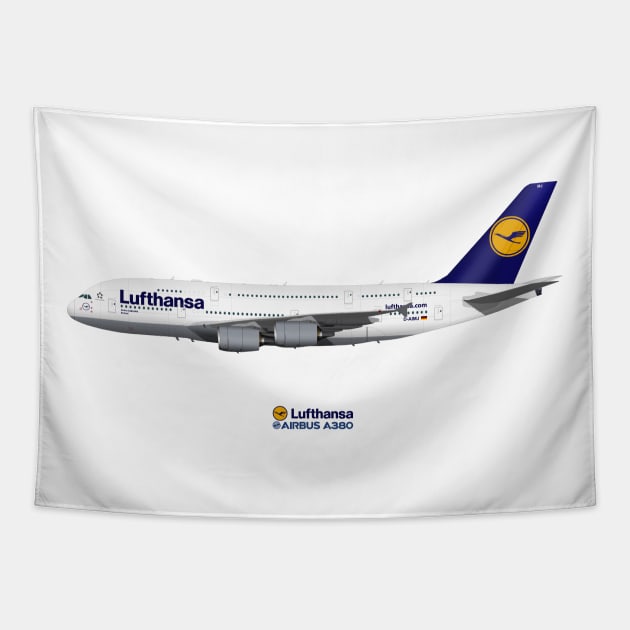Illustration of Lufthansa Airbus A380 Tapestry by SteveHClark