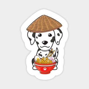 Funny Dalmatian Eating Noodles Magnet