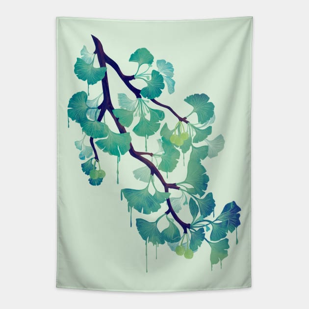 O Ginkgo Green Tapestry by littleclyde