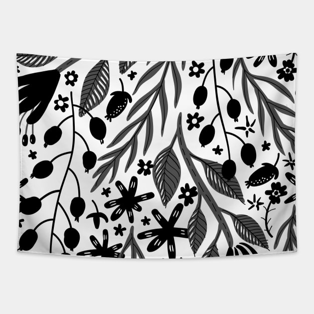 Black and white floral tapestry top