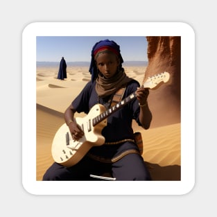 electric guitar touareg player in the desert landescape music heavy Magnet