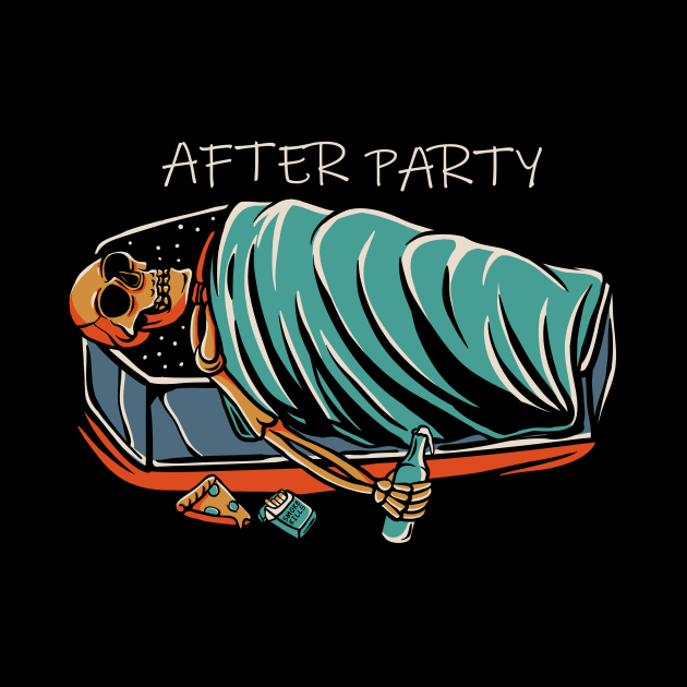 After Party Drunk Skeleton Skull Alcohol Wine Lover Beer Lover by anubis1986