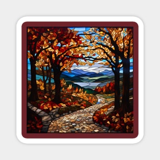 Stained Glass Autumn Scene Magnet