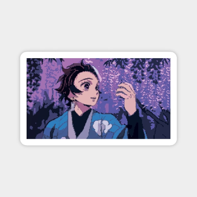 Anime Demon Slayer Tanjirou Kamado PixelArt Magnet by BleizerShtorn