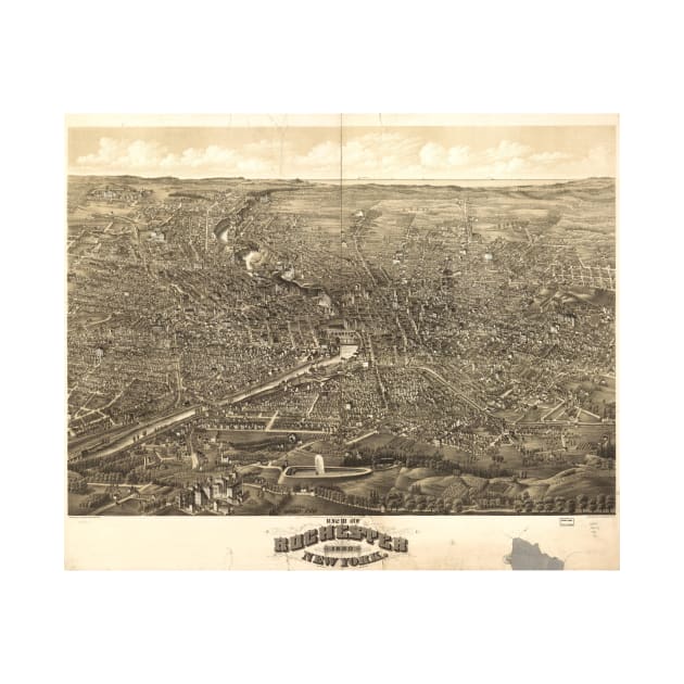 Vintage Pictorial Map of Rochester NY (1880) by Bravuramedia