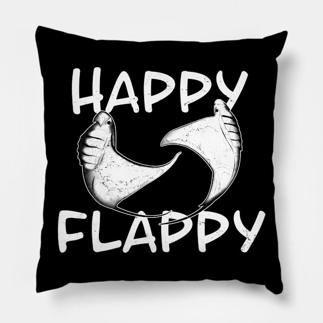 Happy Flappy Manta Rays Pillow by NicGrayTees