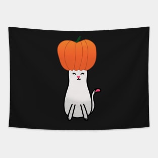 Halloween Pumpkin Cat Tapestry