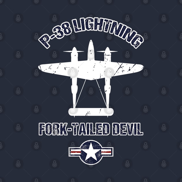 P38 Lightning Warbird Patriotic Design Airforce Military WW2 by stearman