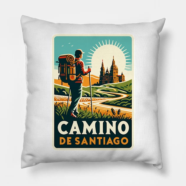 Buen Camino! El Camino de Santiago de Compostela - The Way of Saint James - Peregrino Pilgrim - Camino Frances Ingles Primitivo, Shirt, Hoodie, Mug, Tote, Sticker, Souvenir, etc Pillow by cloudhiker